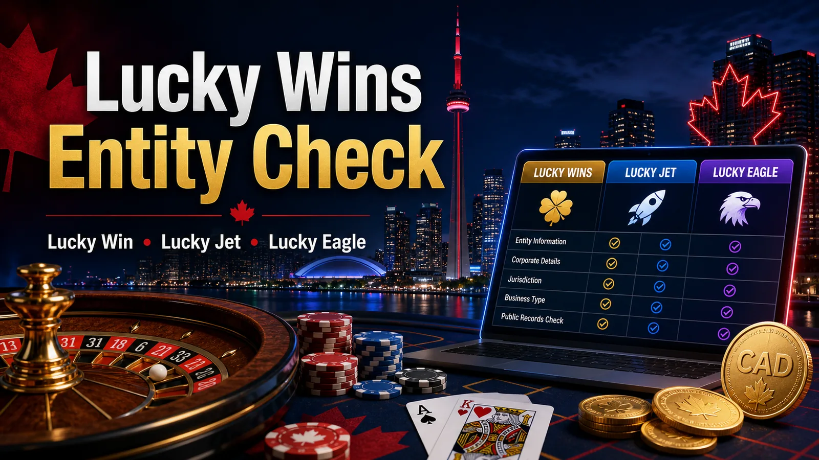 Lucky Wins Casino Entity Check content banner for Canadian players