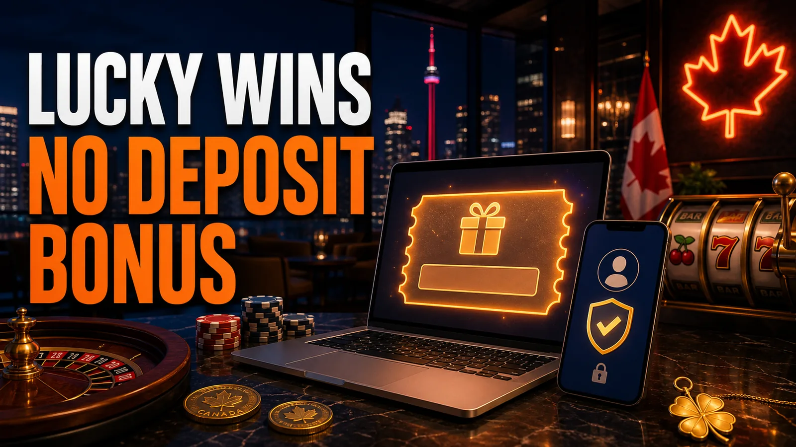 Lucky Wins No Deposit Bonus content banner for Canadian players